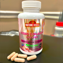 Load image into Gallery viewer, NATURE DOSES Vegan Collagen Booster supplement -Supports Skin, Hair, and Nail Health - Vegan Collagen Builder with Silica, Biotin, Super Berry Amla, Vitamin C and Resveratrol - 60 Protein Capsules
